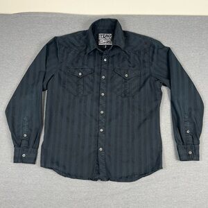 Affliction Black Striped Button Down Shirt